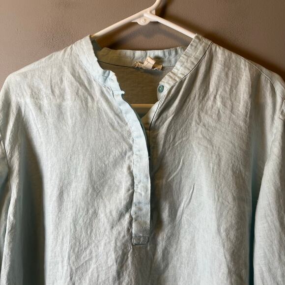 Eileen Fisher 100% Organic Linen Side Slits Popover Shirt Size Large Lagenlook - Picture 2 of 5